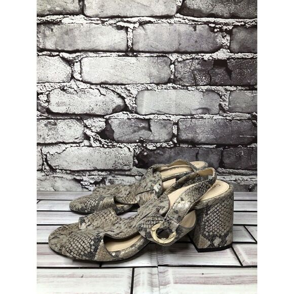 Cole Haan Grand OS Taupe Shimmer Leather Open Block Heel Sandals 5B US/35.5EU - Picture 1 of 16